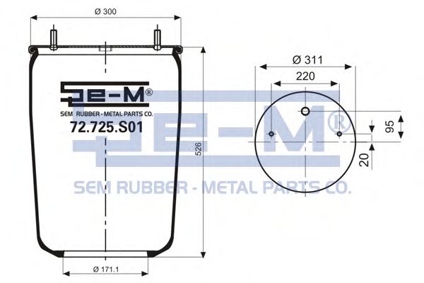 Кожух пневматической рессоры SEM LASTIK 72.725.S01