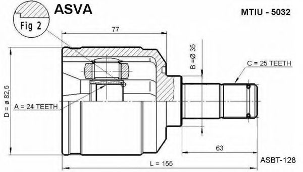 Шарнирный комплект, приводной вал ASVA MTIU-5032
