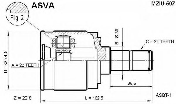 Шарнирный комплект, приводной вал ASVA MZIU-507