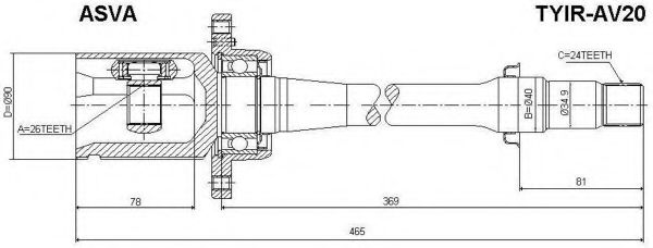 Шарнирный комплект, приводной вал ASVA TYIR-AV20