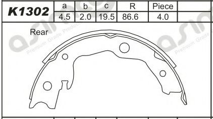 Комплект тормозных колодок ASIMCO K1302