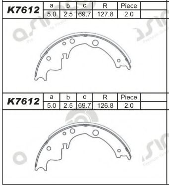 Комплект тормозных колодок ASIMCO K7612