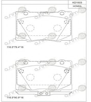 Комплект тормозных колодок, дисковый тормоз ASIMCO KD1503
