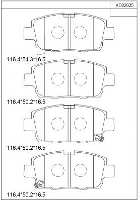 Комплект тормозных колодок, дисковый тормоз ASIMCO KD22025