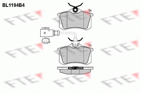 Комплект тормозных колодок, дисковый тормоз FTE BL1194B4