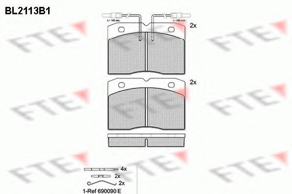 Комплект тормозных колодок, дисковый тормоз FTE BL2113B1