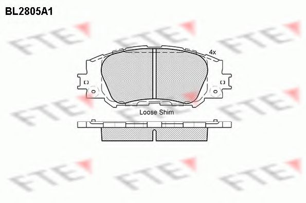 Комплект тормозных колодок, дисковый тормоз FTE BL2805A1