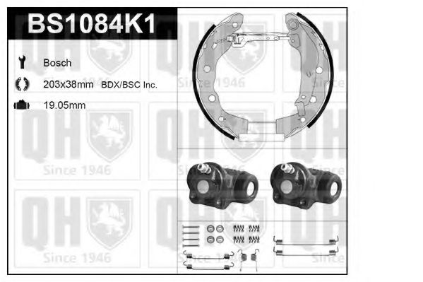 Комплект тормозов, барабанный тормозной механизм QUINTON HAZELL BS1084K1