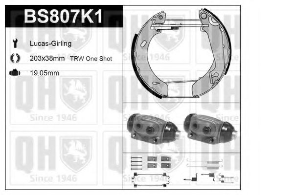 Комплект тормозов, барабанный тормозной механизм QUINTON HAZELL BS807K1