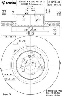 Тормозной диск BREMBO 09.B286.41