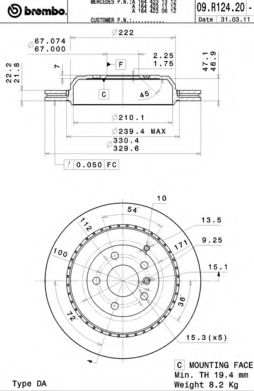 Тормозной диск BREMBO 09.R124.21