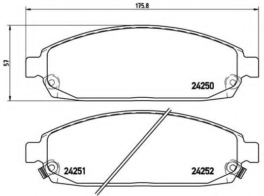 Комплект тормозных колодок, дисковый тормоз BREMBO 24252