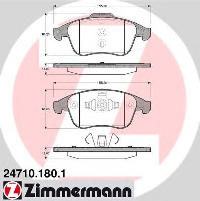 Комплект тормозных колодок, дисковый тормоз ZIMMERMANN 24710.180.1