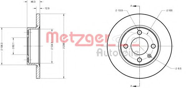 Тормозной диск METZGER 6110309