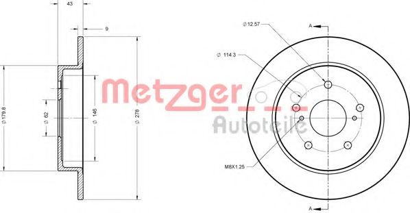 Тормозной диск METZGER 6110330