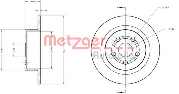 Тормозной диск METZGER 6110374