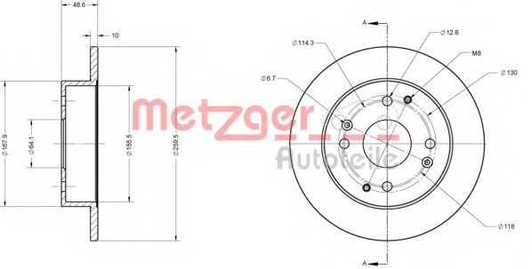 Тормозной диск METZGER 6110579