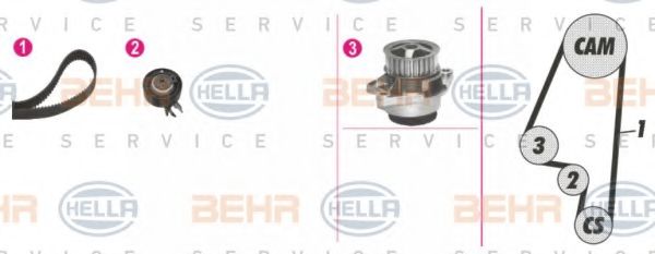 Водяной насос + комплект зубчатого ремня BEHR HELLA SERVICE 8MP 376 807-861