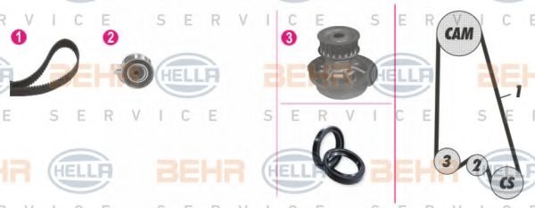 Водяной насос + комплект зубчатого ремня BEHR HELLA SERVICE 8MP 376 807-871