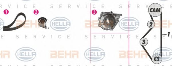 Водяной насос + комплект зубчатого ремня BEHR HELLA SERVICE 8MP 376 808-801