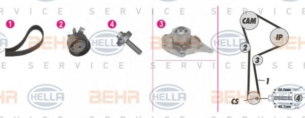 Водяной насос + комплект зубчатого ремня BEHR HELLA SERVICE 8MP 376 814-831