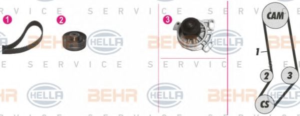 Водяной насос + комплект зубчатого ремня BEHR HELLA SERVICE 8MP 376 815-821