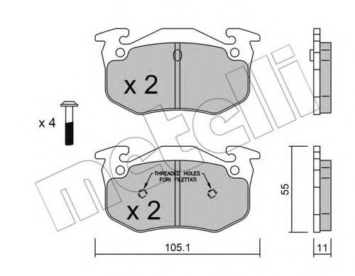 Комплект тормозных колодок, дисковый тормоз METELLI 22-0038-1