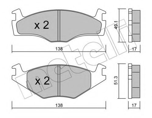 Комплект тормозных колодок, дисковый тормоз METELLI 22-0045-2