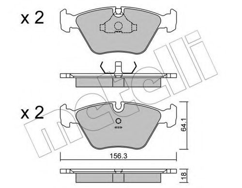 Комплект тормозных колодок, дисковый тормоз METELLI 22-0122-2