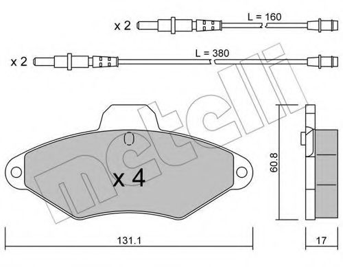 Комплект тормозных колодок, дисковый тормоз METELLI 22-0144-0