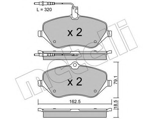 Комплект тормозных колодок, дисковый тормоз METELLI 22-0601-1