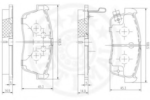 Комплект тормозных колодок, дисковый тормоз OPTIMAL 23508