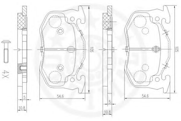 Комплект тормозных колодок, дисковый тормоз OPTIMAL 21600