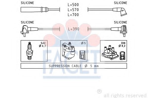 Комплект проводов зажигания FACET 49436