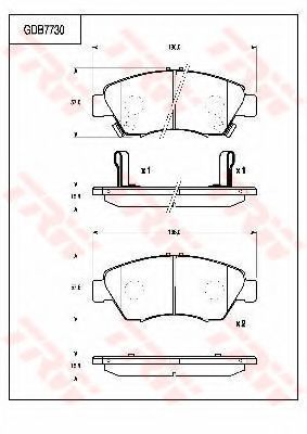 Комплект тормозных колодок, дисковый тормоз TRW GDB7730