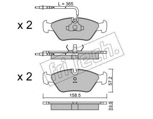 Комплект тормозных колодок, дисковый тормоз fri.tech. 093.2