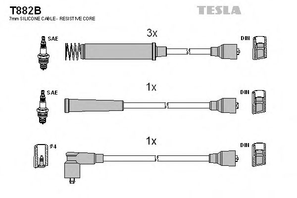 Комплект проводов зажигания TESLA T882B