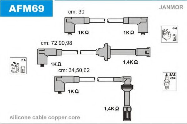 Комплект проводов зажигания JANMOR AFM69