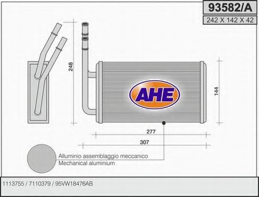 Теплообменник, отопление салона AHE 93582/A