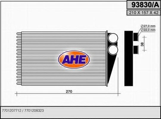 Теплообменник, отопление салона AHE 93830/A