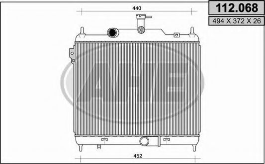 Радиатор, охлаждение двигателя AHE 112068