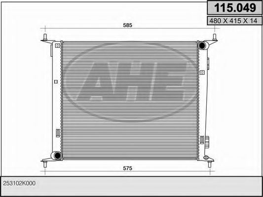 Радиатор, охлаждение двигателя AHE 115.049