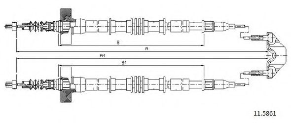 Трос, стояночная тормозная система CABOR 11.5861
