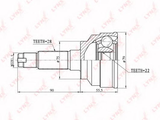 Шарнирный комплект, приводной вал LYNXauto CO-4404