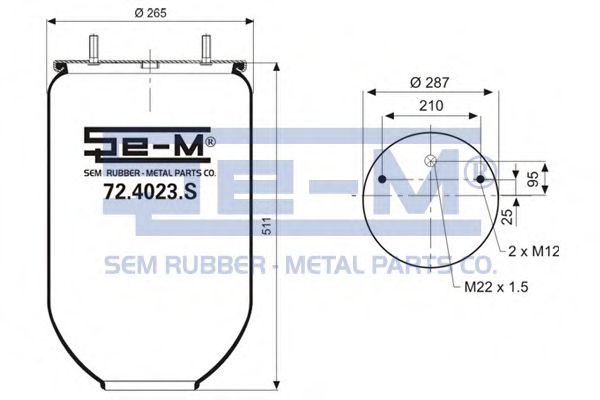 Кожух пневматической рессоры SEM LASTIK 72.4023.S
