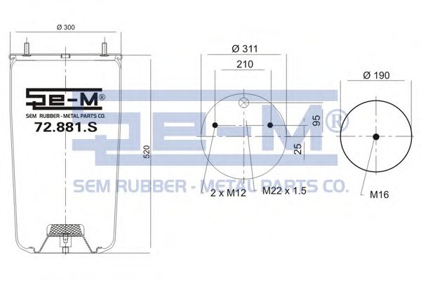 Кожух пневматической рессоры SEM LASTIK 72.881.S