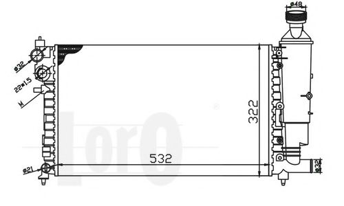 Радиатор, охлаждение двигателя LORO 009-017-0021