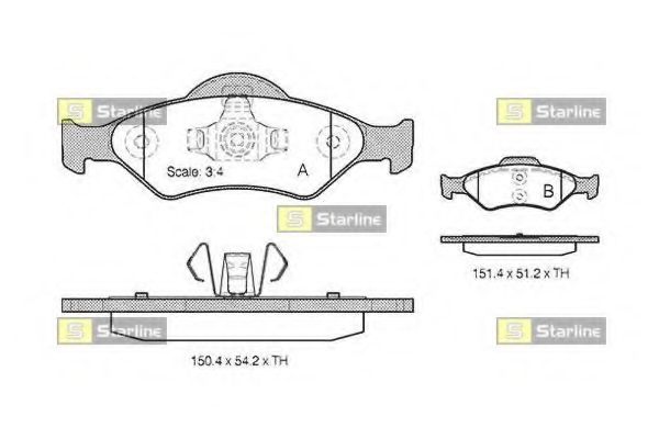 Комплект тормозных колодок, дисковый тормоз STARLINE BD S216