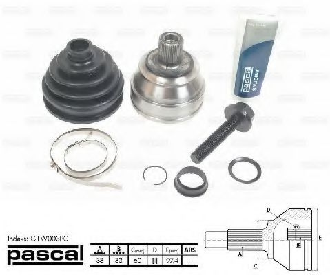 Шарнир, приводной вал PASCAL G1W003PC