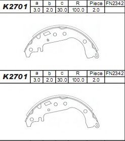 Комплект тормозных колодок ASIMCO K2701